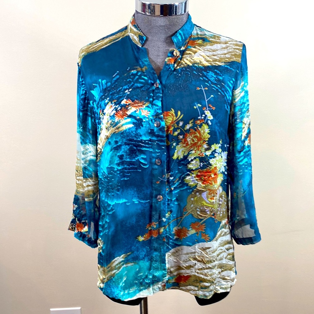Citron Santa Monica blouse size S - floral colorful